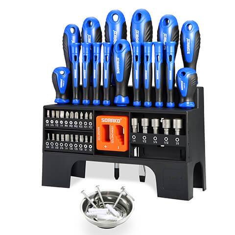44pcs Magnetic Screwdriver Set with Plastic Racking - SORAKO