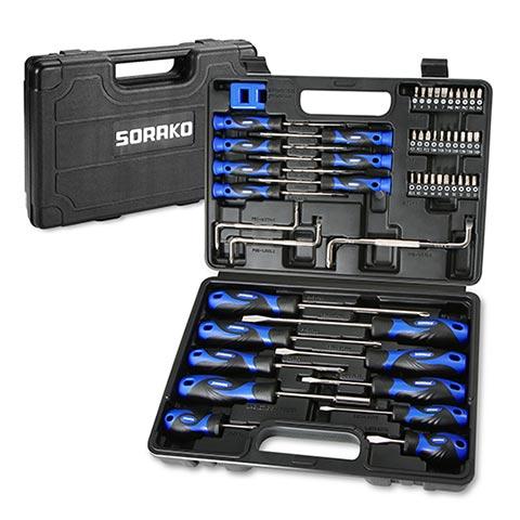 SORAKO 51-Piece slotted/phillips/hex/torx/square/pozi Screwdriver Sets