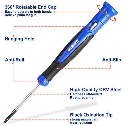 118-Piece Magnetic Screwdriver Set with Plastic Racking - 360° rotatable end cap