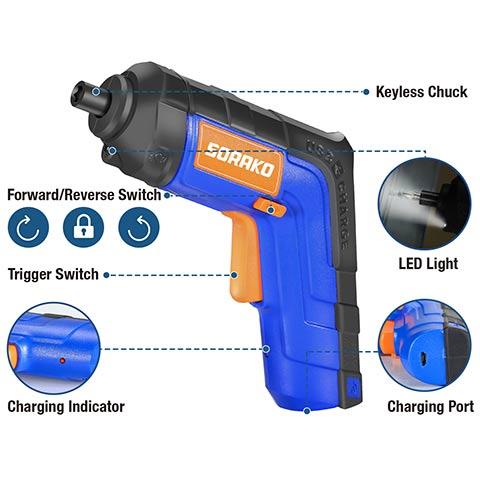 SORAKO Cordless Electric Screwdriver 6Nm - dismantling diagram