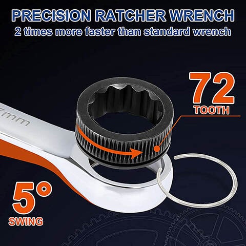 6-18mm SAE Metric Ratcheting Combination Wrench Set - precision ratcher wrench