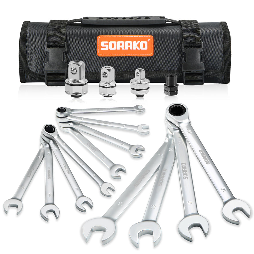 SORAKO Ratchet Spanner Set, 16 Pieces Combination Wrenche