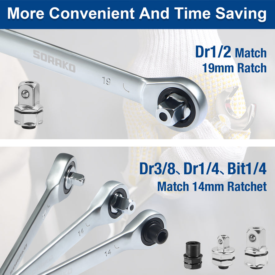 SORAKO Ratchet Spanner Set, 16 Pieces Combination Wrenche
