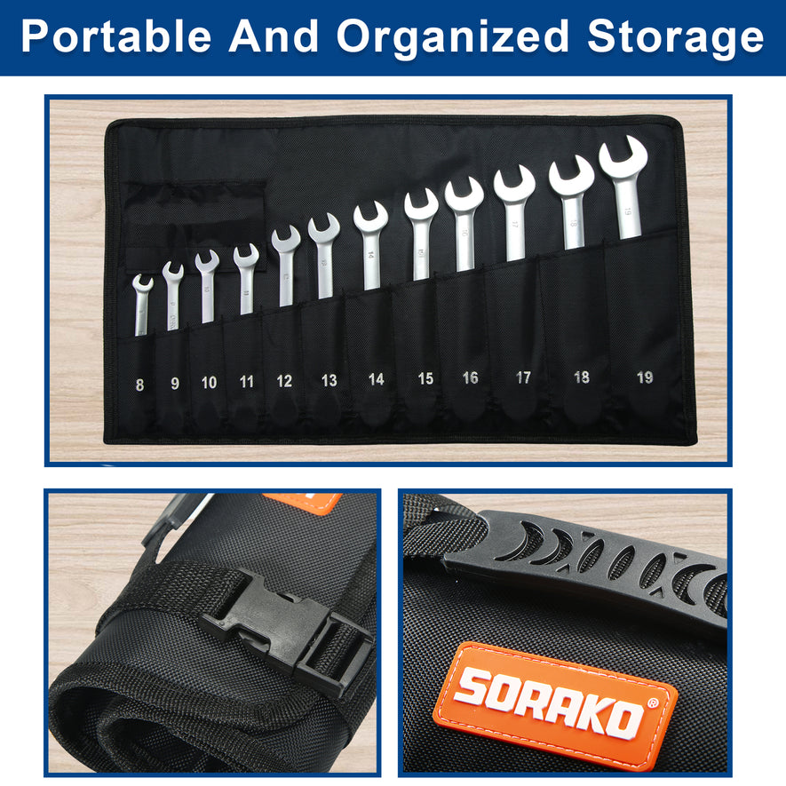 SORAKO Ratchet Spanner Set, 16 Pieces Combination Wrenche