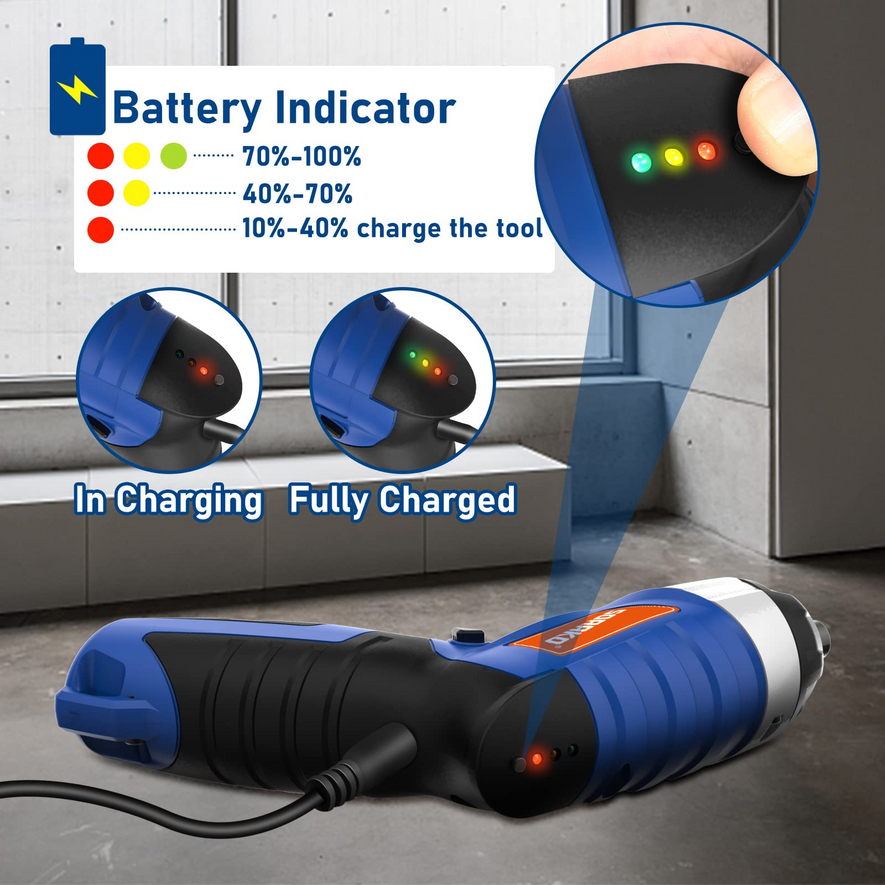 4.0V, 6Nm Cordless Electric Screwdriver - battery indicator