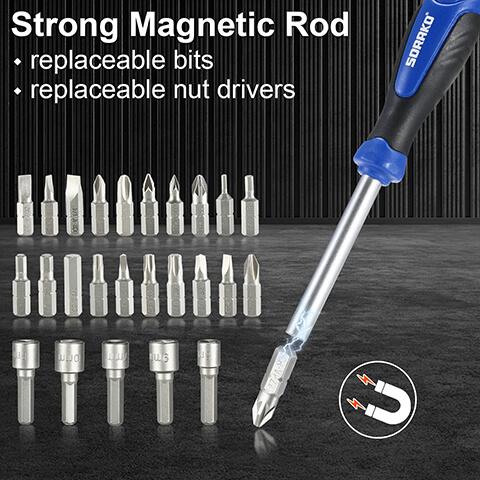 44pcs Magnetic Screwdriver Set with Plastic Racking - Strong magnetic rod