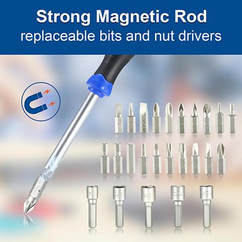 44pcs Magnetic Screwdriver Set with Plastic Racking - replaceable bits and nut drivers