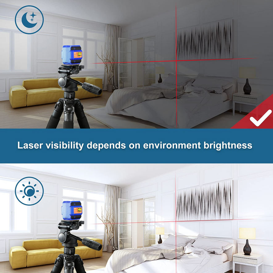 SORAKO Laser Level - laser visibility depends on environment brightness
